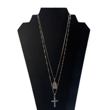 Load image into Gallery viewer, Crystal Cross & Crystal Mary Necklace
