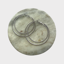 Load image into Gallery viewer, Silver Medium Double Hoops
